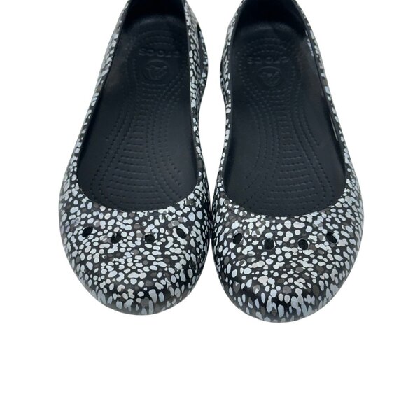 Crocs Womens Flats Printed Slip-On Shoes SZ 10 Black & White Dotted Pattern - Picture 10 of 15